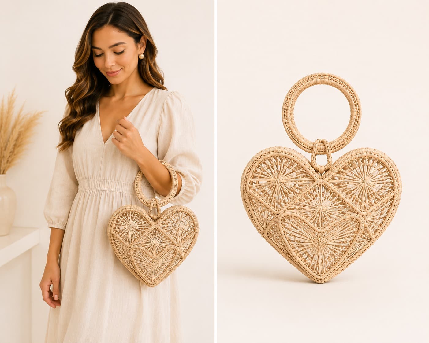Cartera Cofre corazón natural